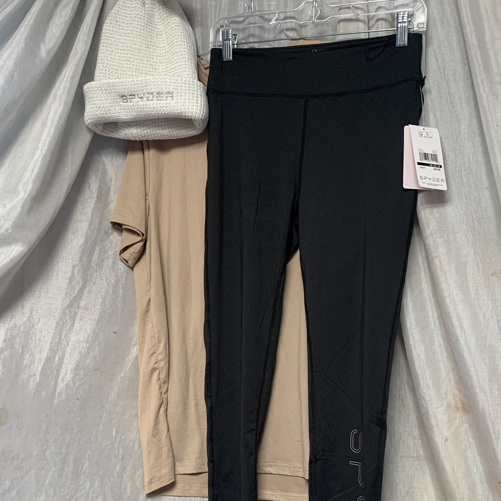 Spyder Black Performance Leggings with Subtle Logo